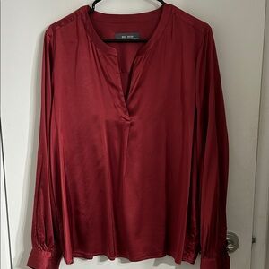 Mos Mosh Rust Satin V-Neck Long Sleeve Blouse